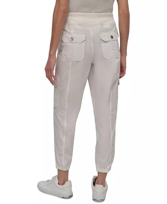 Alfani DKNY Sport Women's Cotton Ribbed-Waist Jogger Cargo Pants Women's Fashion Shoes & Accessories