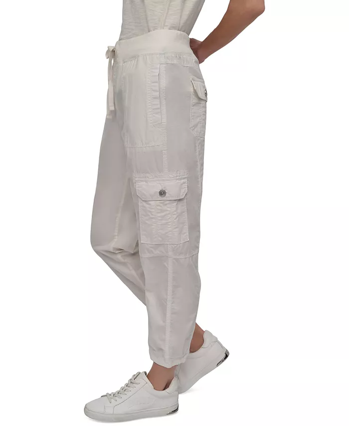 Alfani DKNY Sport Women's Cotton Ribbed-Waist Jogger Cargo Pants Women's Fashion Shoes & Accessories