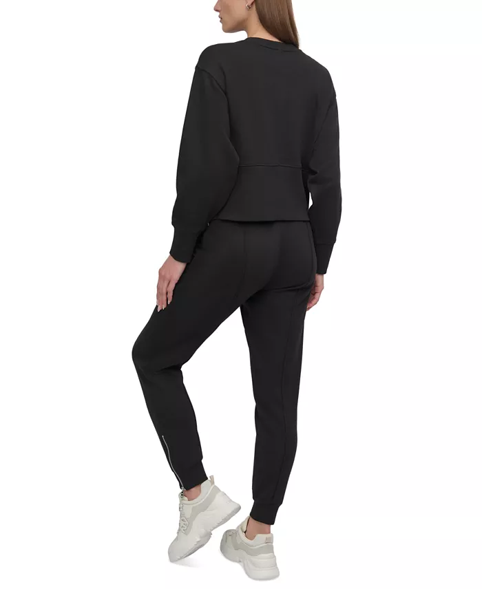 Alfani DKNY Sport Women's Cropped Crewneck Side-Zip Sweatshirt Women's Fashion Shoes & Accessories