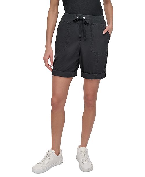 alfani DKNY Sport Women's Smocked-Waist Convertible Shorts Women's Fashion Shoes & Accessories