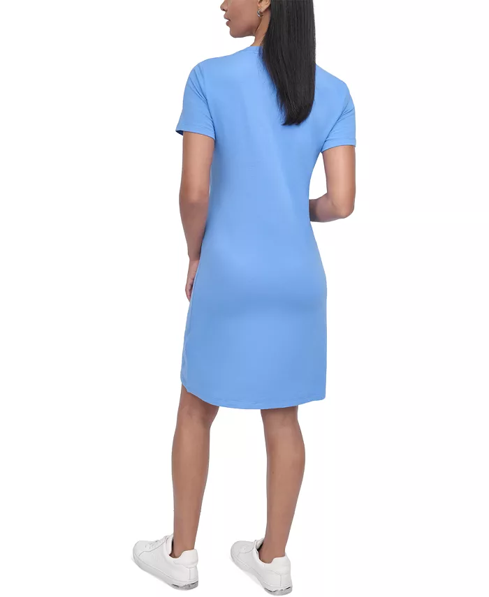 Alfani DKNY Sport Women's Studded-Logo V-Neck T-Shirt Dress Women's Fashion Shoes & Accessories