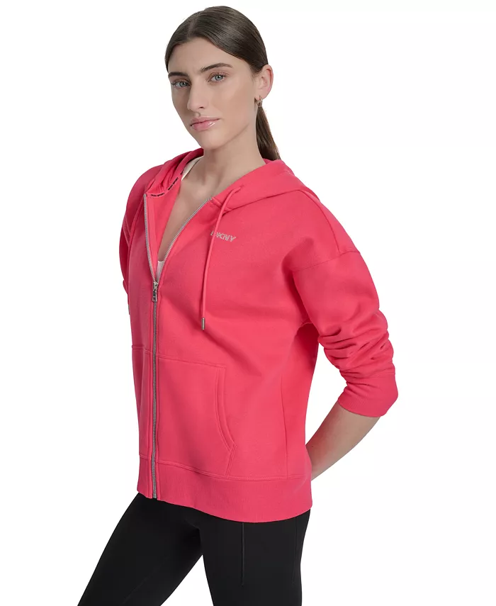 Alfani DKNY Sport Women's Studded Mini-Logo Full-Zip Hoodie Women's Fashion Shoes & Accessories