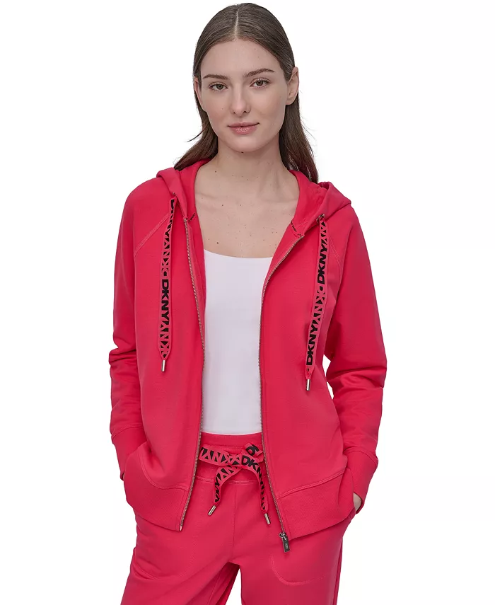 Alfani DKNY Sport Women's Two-Tone Zip-Front Long-Sleeve Hoodie Women's Fashion Shoes & Accessories
