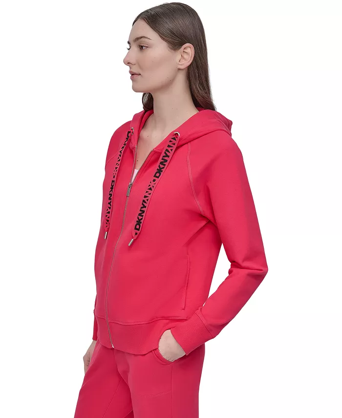 Alfani DKNY Sport Women's Two-Tone Zip-Front Long-Sleeve Hoodie Women's Fashion Shoes & Accessories