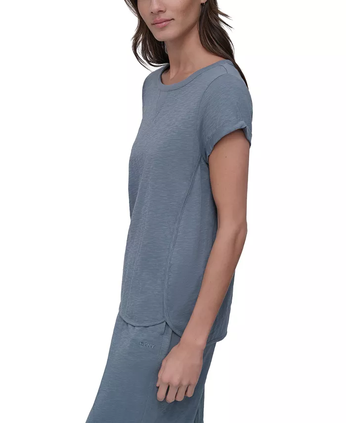 Alfani DKNY Sport Women's V-Inset Roll-Sleeve T-Shirt Women's Fashion Shoes & Accessories