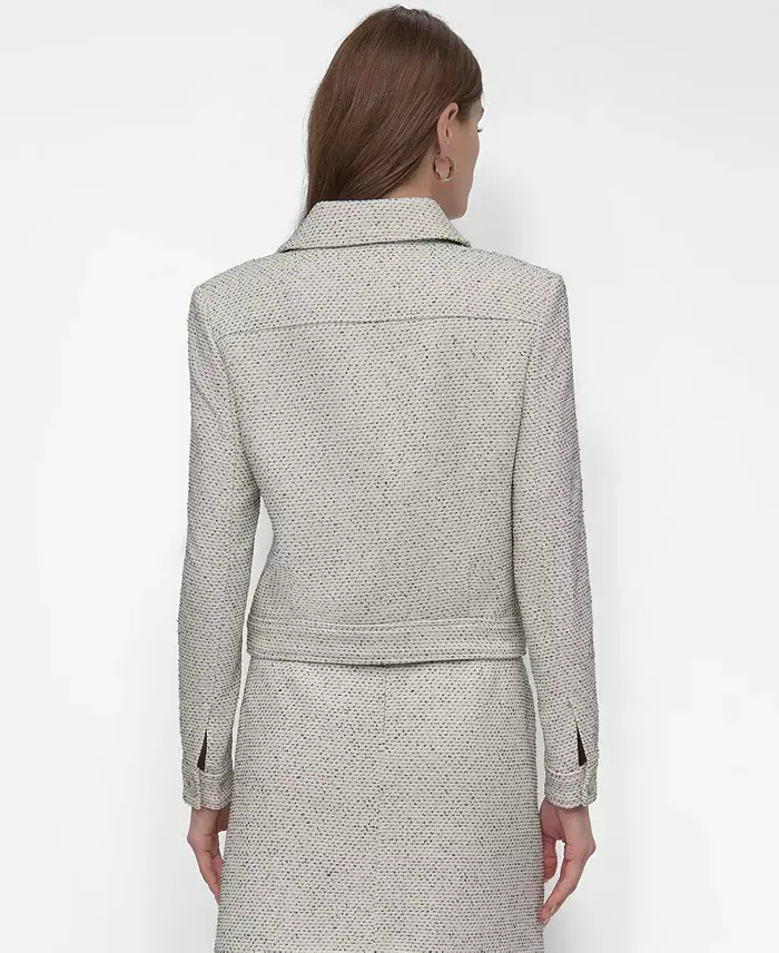 Alfani DKNY Women's Button-Front Long-Sleeve Crop Jacket Women's Fashion Shoes & Accessories