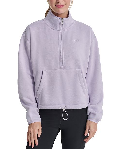 alfani DKNY Women's Fleece Half-Zip Bungee-Hem Sweatshirt Women's Fashion Shoes & Accessories