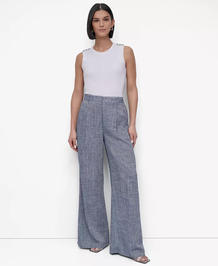Alfani DKNY Women's High Rise Wide-Leg Pants Women's Fashion Shoes & Accessories