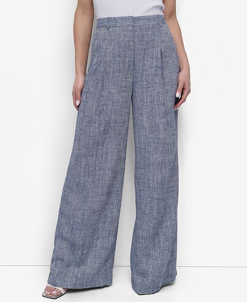 alfani DKNY Women's High Rise Wide-Leg Pants Women's Fashion Shoes & Accessories