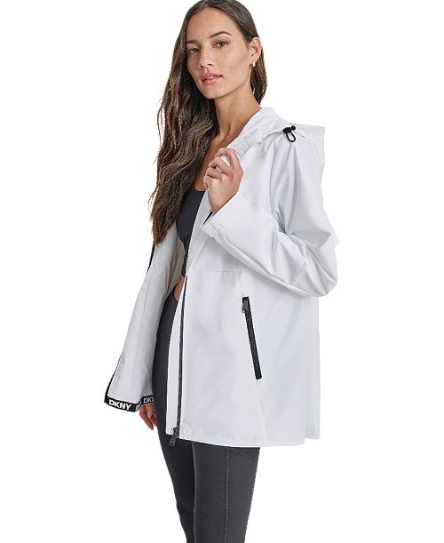 alfani DKNY Women's Hooded Full Zip Spectator Jacket Women's Fashion Shoes & Accessories
