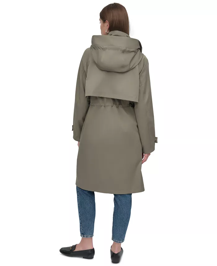 Alfani DKNY Women's Hooded Zip-Front Long Anorak Coat Women's Fashion Shoes & Accessories
