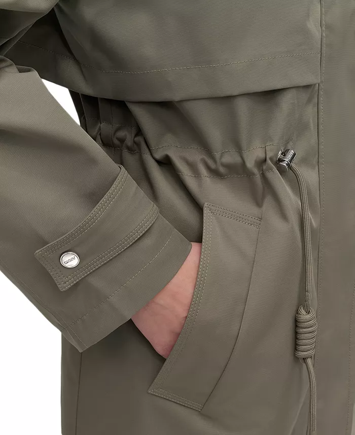 Alfani DKNY Women's Hooded Zip-Front Long Anorak Coat Women's Fashion Shoes & Accessories