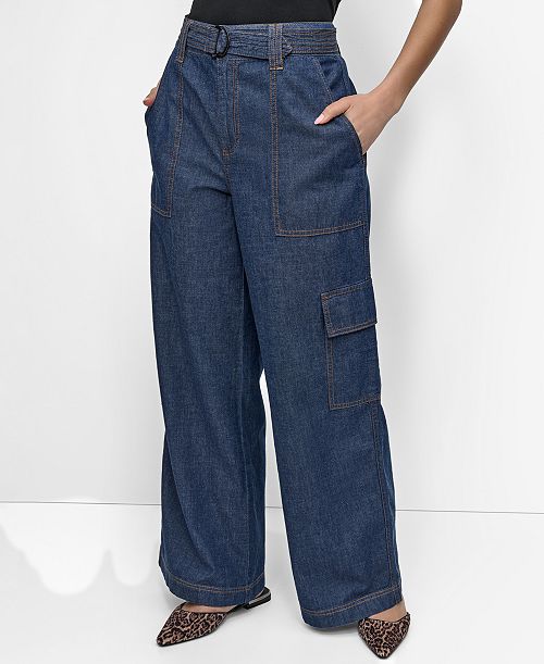 alfani DKNY Women's Lightweight Wide-Leg Jeans Women's Fashion Shoes & Accessories