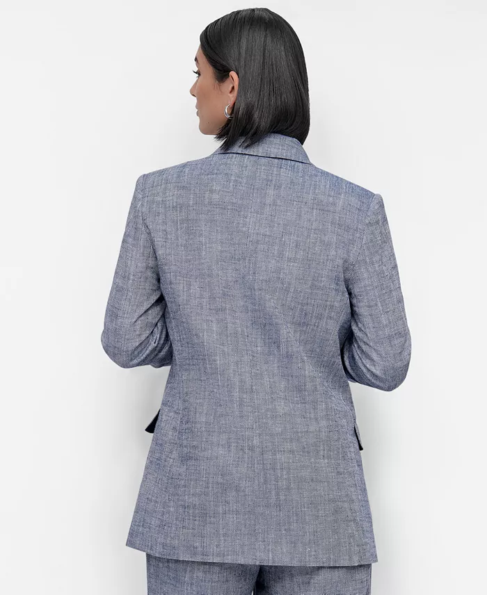 Alfani DKNY Women's Linen Blend One-Button Blazer Women's Fashion Shoes & Accessories