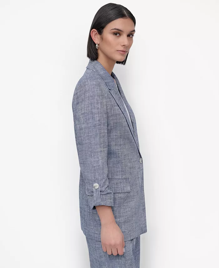 Alfani DKNY Women's Linen Blend One-Button Blazer Women's Fashion Shoes & Accessories