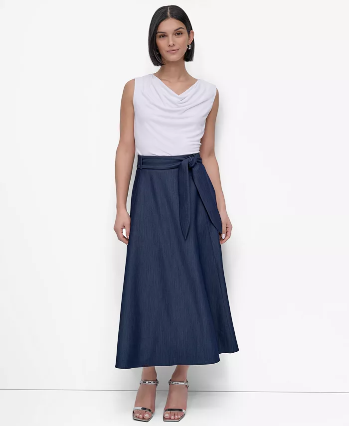 Alfani DKNY Women's Maxi Skirt With Tie Belt Women's Fashion Shoes & Accessories