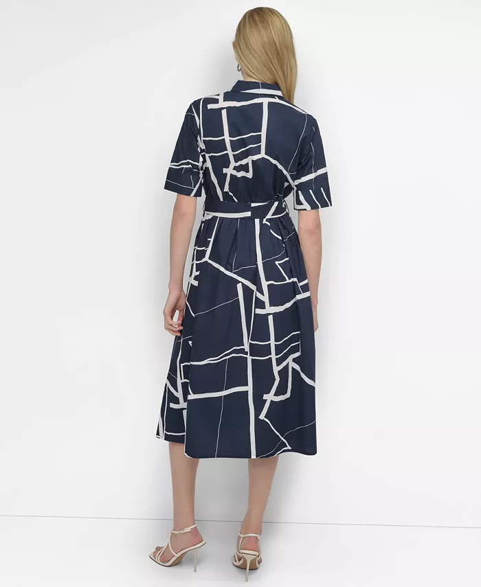 Alfani DKNY Women's Printed Cotton Shirt Dress Women's Fashion Shoes & Accessories
