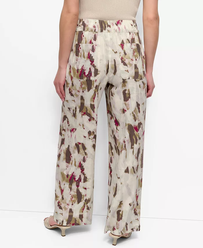 Alfani DKNY Women's Printed Wide-Leg Drawstring Pants Women's Fashion Shoes & Accessories