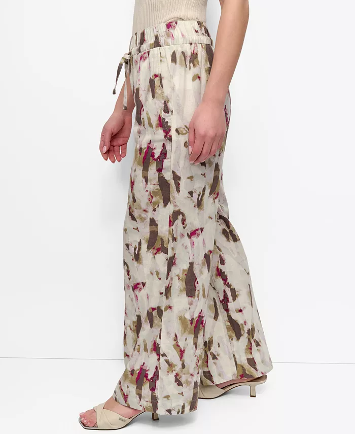 Alfani DKNY Women's Printed Wide-Leg Drawstring Pants Women's Fashion Shoes & Accessories