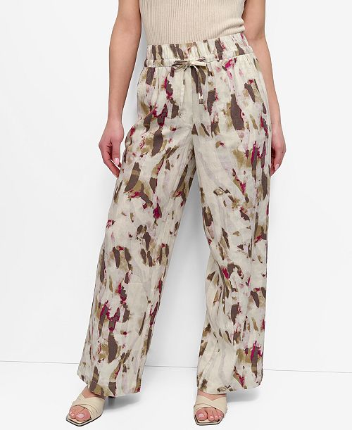 alfani DKNY Women's Printed Wide-Leg Drawstring Pants Women's Fashion Shoes & Accessories