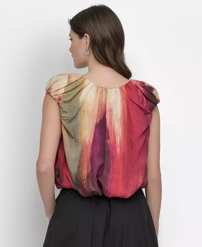 Alfani DKNY Women's Rumpled Abstract-Print Blouse Women's Fashion Shoes & Accessories