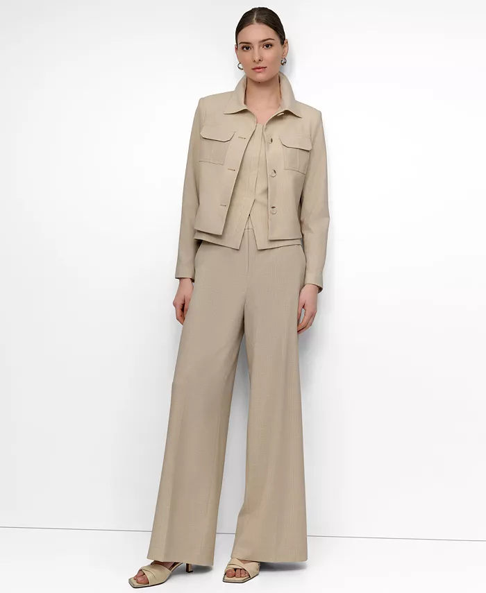 Alfani DKNY Women's Seersucker Button-Front Cropped Jacket Women's Fashion Shoes & Accessories