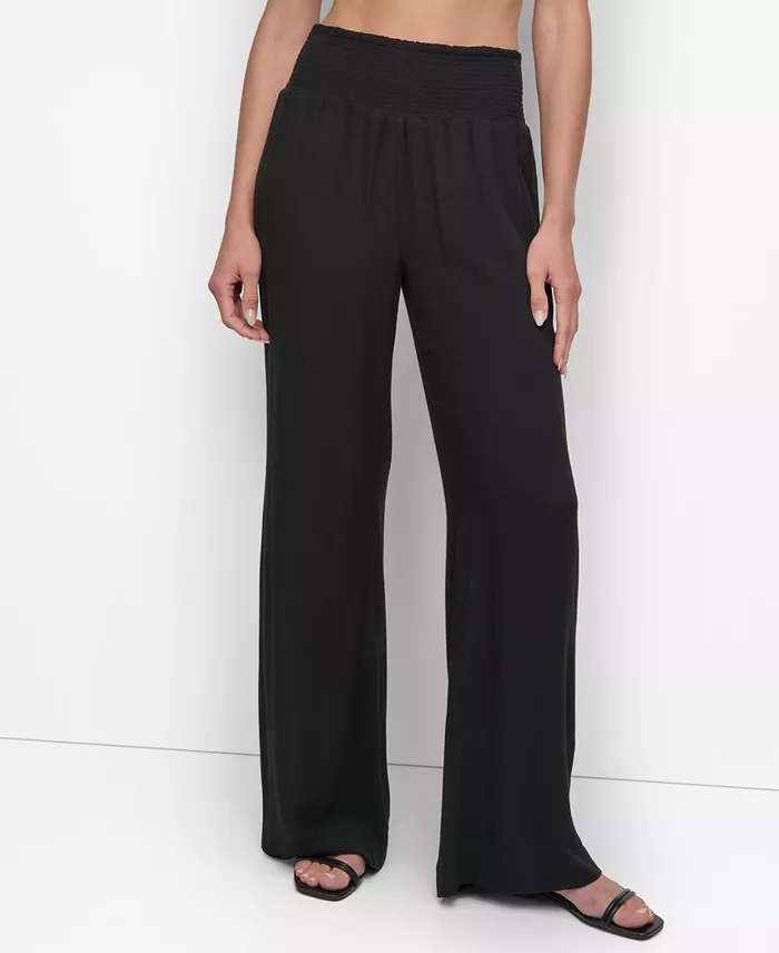 Alfani DKNY Women's Smocked-Waist Cover-Up Pull-On Pants Women's Fashion Shoes & Accessories