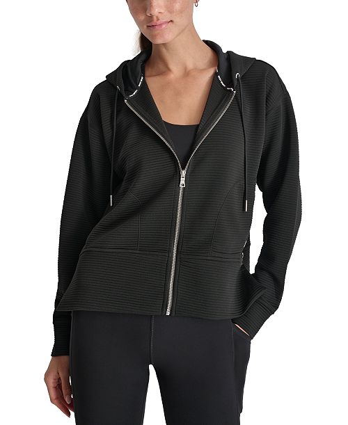 alfani DKNY Women's Tech Ottoman Full-Zip Hoodie Women's Fashion Shoes & Accessories