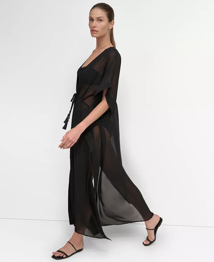 Alfani DKNY Women's Tie-Front Cover-Up Kaftan Women's Fashion Shoes & Accessories