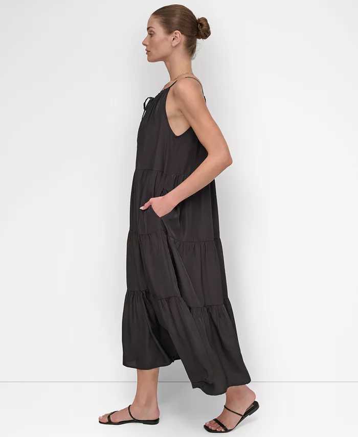 Alfani DKNY Women's Tiered Maxi Dress Swim Cover-Up Women's Fashion Shoes & Accessories