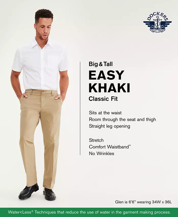 Alfani Dockers Men's Big & Tall Easy Classic Fit Khaki Stretch Pants Men's Fashion & Accessories