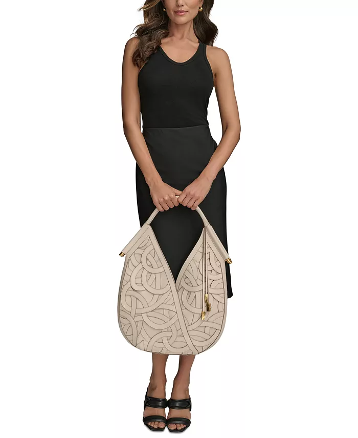 Alfani Donna Karan New York Baldwin Woven Leather Floral Shoulder Bag Handbags Purses & Accessories