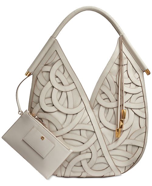 alfani Donna Karan New York Baldwin Woven Leather Floral Shoulder Bag Handbags Purses & Accessories