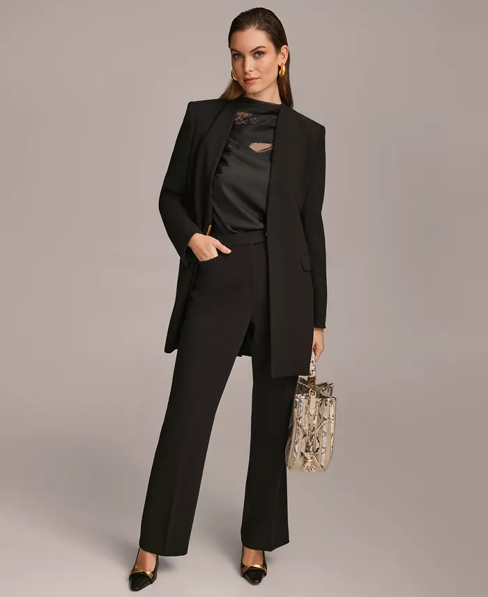 Alfani Donna Karan New York Donna Karan Collarless Topper Jacket & Straight Leg Pant Women's Fashion Shoes & Accessories