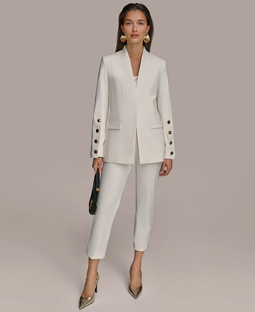 alfani Donna Karan New York Donna Karan Women's Button Sleeve Blazer & Slim-Leg Ankle Pants Women's Fashion Shoes & Accessories