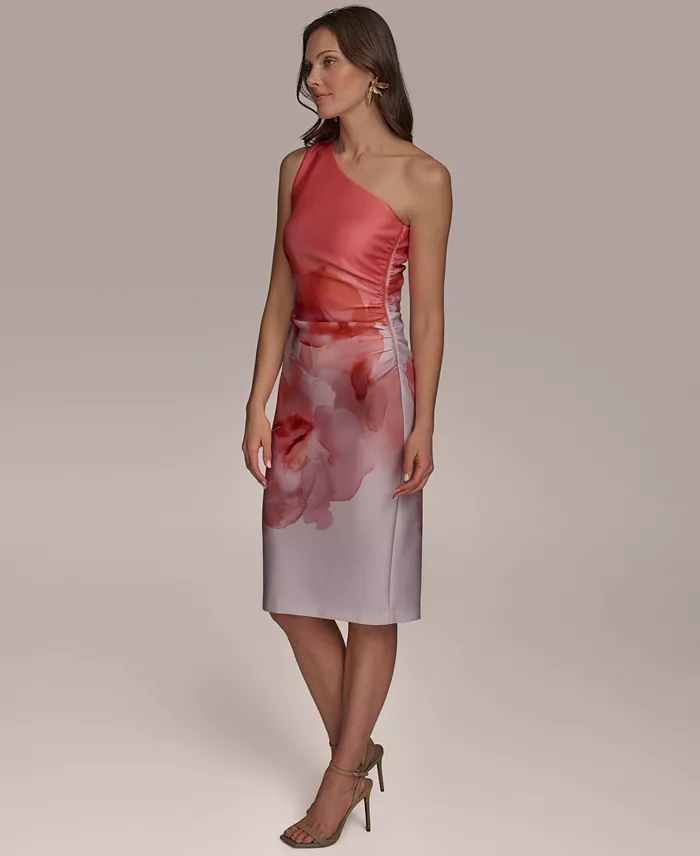 Alfani Donna Karan New York Petite Floral One-Shoulder Sheath Dress Women's Fashion Shoes & Accessories