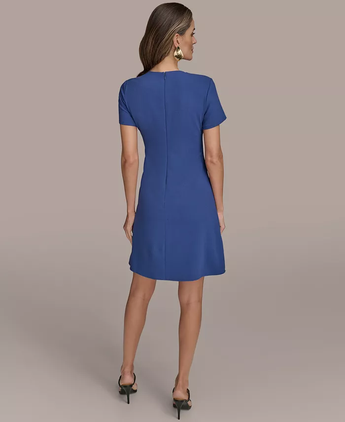 Alfani Donna Karan New York Petite Jewel-Neck Side-Ruched Dress Women's Fashion Shoes & Accessories