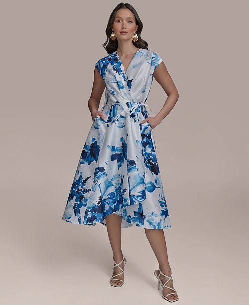 alfani Donna Karan New York Petite Printed Fit & Flare Dress Women's Fashion Shoes & Accessories