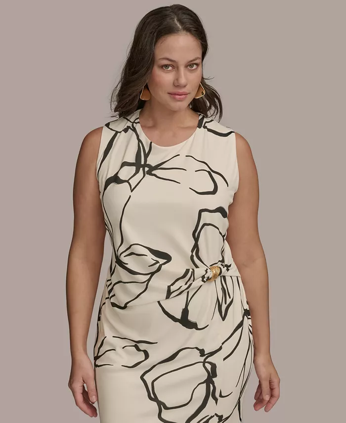 Alfani Donna Karan New York Plus Size Hardware-Trim Side-Twist Dress Women's Fashion Shoes & Accessories