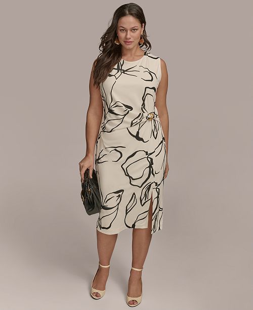 alfani Donna Karan New York Plus Size Hardware-Trim Side-Twist Dress Women's Fashion Shoes & Accessories