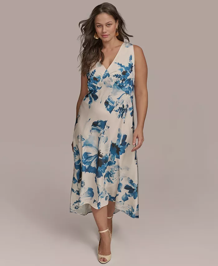 Alfani Donna Karan New York Plus Size V-Neck High-Low Dress Women's Fashion Shoes & Accessories