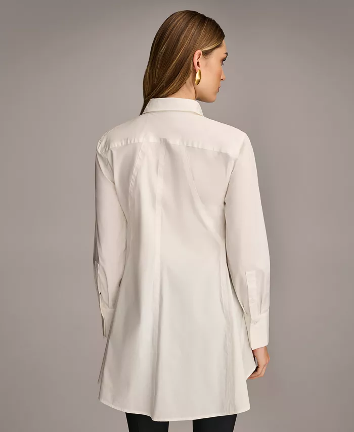 Alfani Donna Karan New York Women's A-Line Button Down Poplin Tunic Women's Fashion Shoes & Accessories