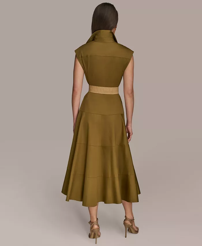 Alfani Donna Karan New York Women's Belted Cap-Sleeve Dress Women's Fashion Shoes & Accessories