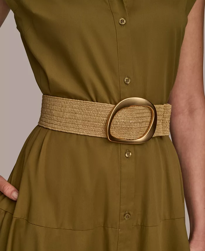 Alfani Donna Karan New York Women's Belted Cap-Sleeve Dress Women's Fashion Shoes & Accessories