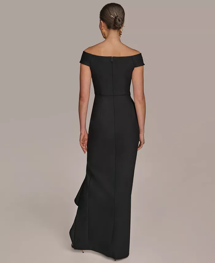Alfani Donna Karan New York Women's Boat-neck Ruffle Slit Gown Women's Fashion Shoes & Accessories
