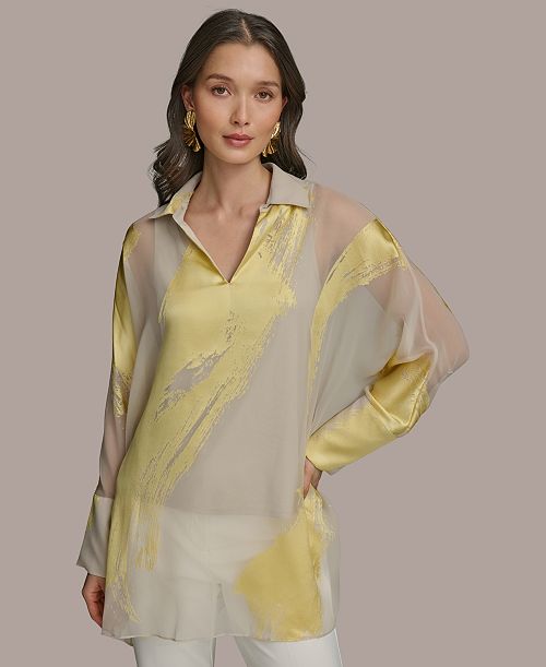 alfani Donna Karan New York Women's Brushstroke Burnout Tunic Women's Fashion Shoes & Accessories