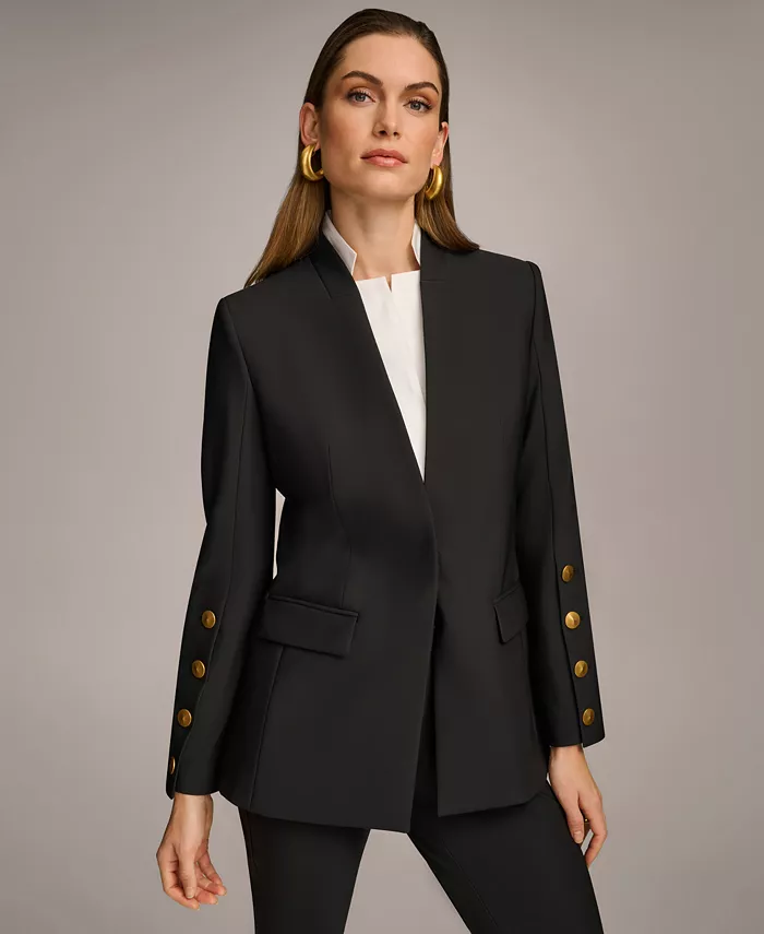 Alfani Donna Karan New York Women's Button Sleeve Blazer Regular & Petite Women's Fashion Shoes & Accessories