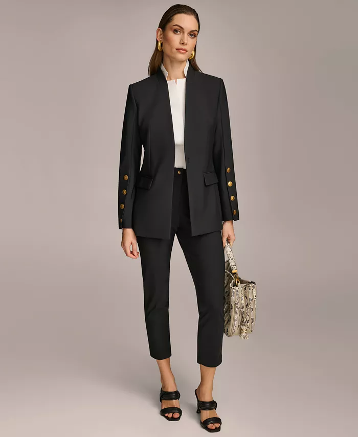 Alfani Donna Karan New York Women's Button Sleeve Blazer Regular & Petite Women's Fashion Shoes & Accessories
