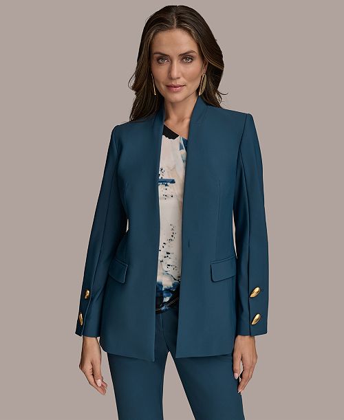 alfani Donna Karan New York Women's Button-Sleeve Blazer Regular & Petite Women's Fashion Shoes & Accessories