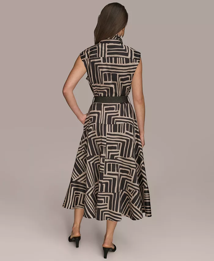 Alfani Donna Karan New York Women's Cap Sleeve Printed Shirt Dress Women's Fashion Shoes & Accessories